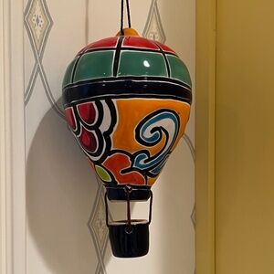 Talavera Hot Air Balloon Hanging Mexican Folk Art Pottery Patio Indoor Decor